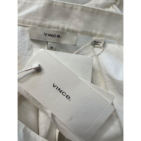 Vince Draped Puff Sleeve Blouse Size 10 Cut Out Back Button Up NWT Cotton Short - Picture 13 of 14